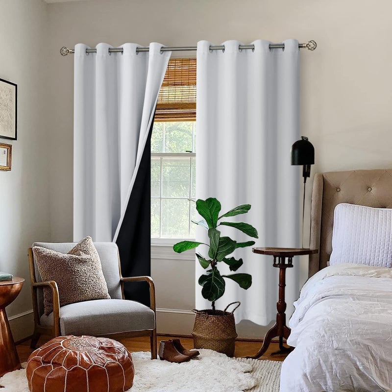 BGment Greyish White 100% Blackout Curtains for Living Room 84 Inch Length 2 Panels, Thermal Insulated Full Light Blocking Energy Save Window Drapes for Nursery Bedroom Darkening, 52 Inch Wide Each - Image 2